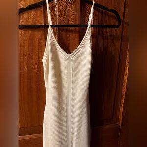 White Ribbed Knit Dress